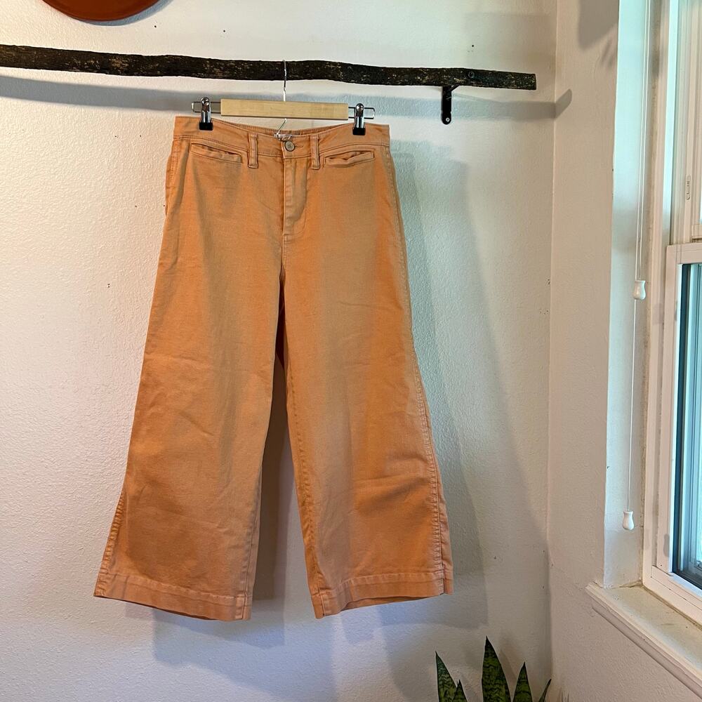 OAT Orange High Rise Wide Leg Cropped Denim Jeans Size 28